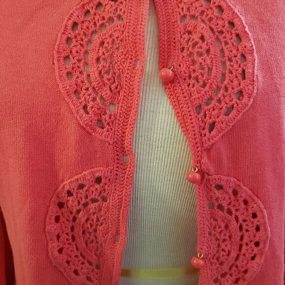 Pink Lilly Pulitzer crochet cardigan S - Picture 2 of 4